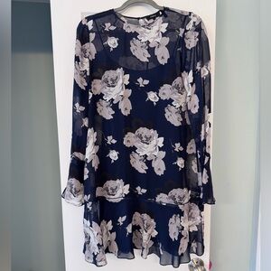 Theory Navy and White Floral Dress